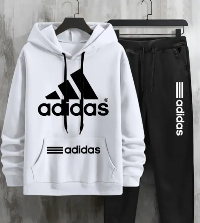ADIDAS WHITE HODDIE AND BLACK PAJAMA