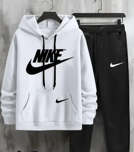 NIKE WHITE HOODIE WITH BLACK NIKE PAJAMA