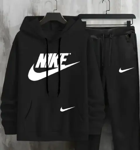 NIKE FULL BLACK HOODIE TRACK SUITE