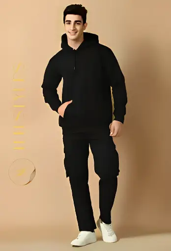 BLACK TRACK SUITE WITH HOODIE